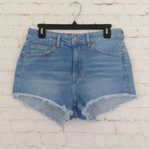 Divided Shorts Womens 10 Blue Jean Denim High Rise Cut Off Fringe Casual